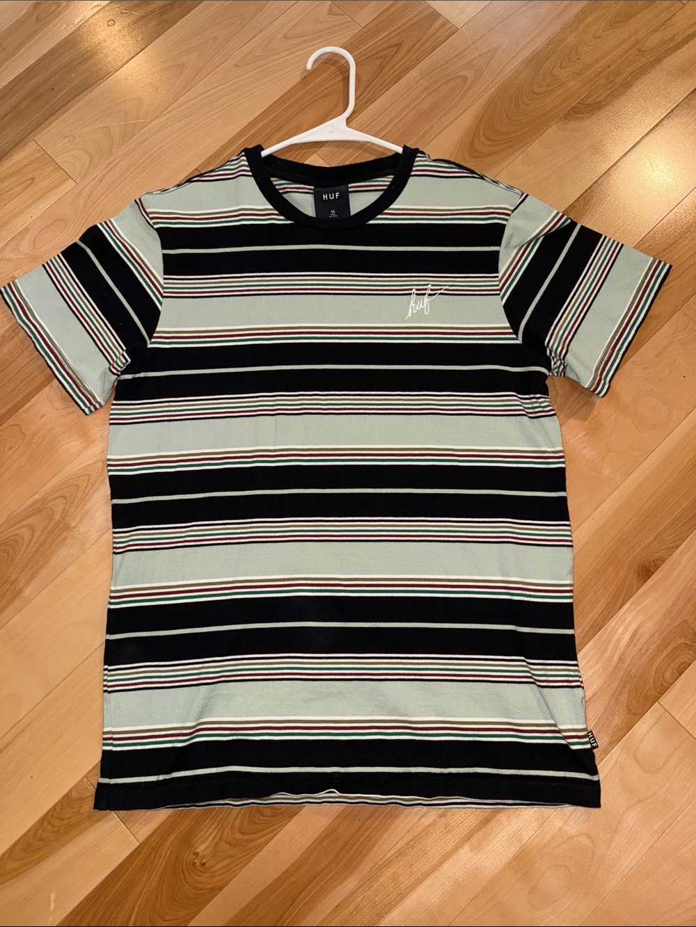 HUF Mint, Black & White Horizontal Stripe Short-Sleeve Tee NWOT M